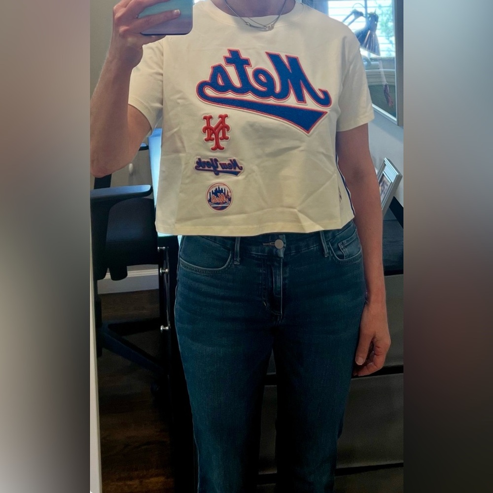 MLB NEW YORK METS
RETRO CLASSIC WOMEN'S
BOXY TOP (EGGSHELL) New with tags
